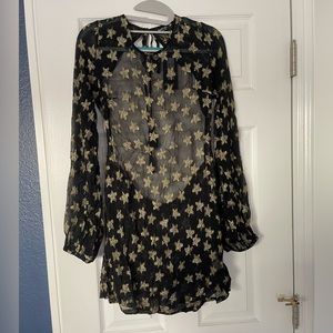 Nasty Gal Black and Gold Star See Through Dress